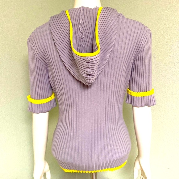 Belldini Gray & Yellow Viscose Nylon Spandex Blend Yellow Bling Zipper Size M - Picture 4 of 9